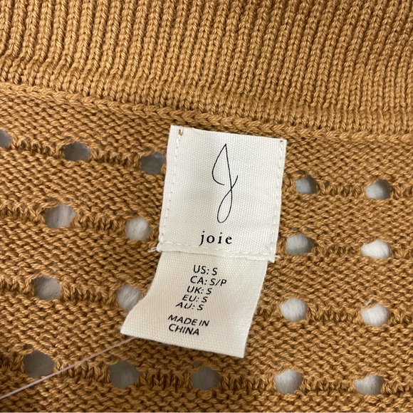 Joie Brown Eyelet Knit Collared Sweater Sz S - Picture 4 of 8